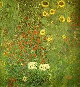 Gustav Klimt, tradgard med solrosor